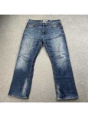 BKE Buckle Tyler Straight Leg Blue Jeans Size 33 S Distressed